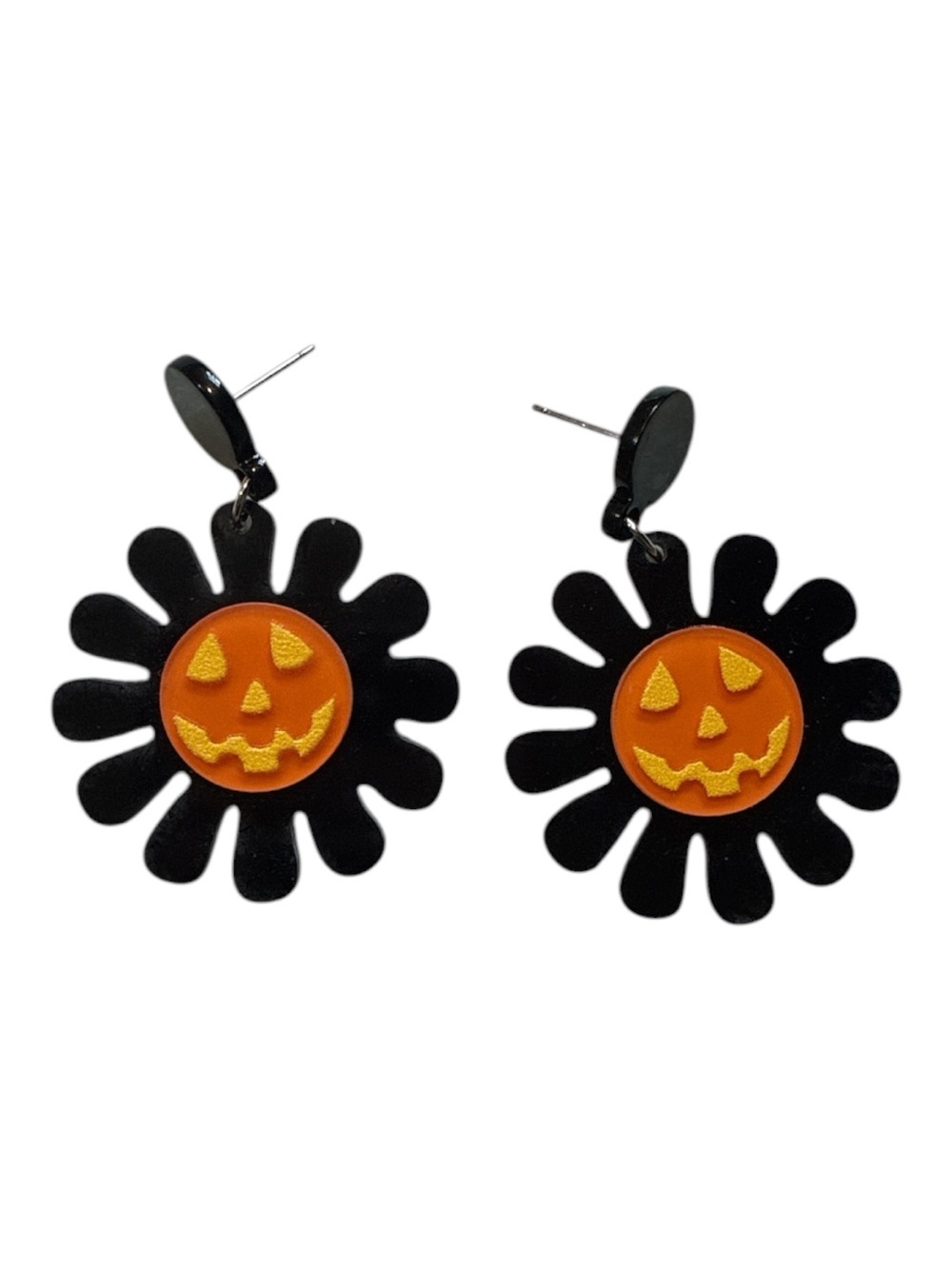Halloween Jack-O'-Lantern Sunflower Dangle Earrings